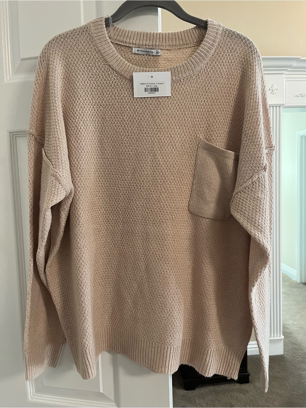 Staccato Beige Crewneck Pocket Sweater